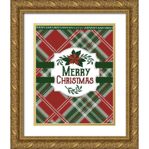 Merry Christmas Gold Ornate Wood Framed Art Print with Double Matting by Jacobs, Cindy