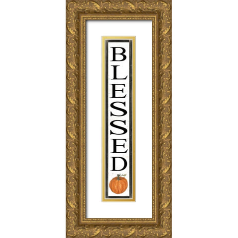 Blessed Sign Gold Ornate Wood Framed Art Print with Double Matting by Jacobs, Cindy