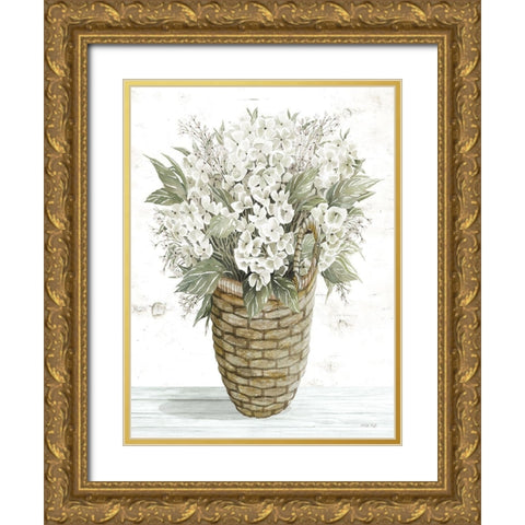 Hydrangea Basket    Gold Ornate Wood Framed Art Print with Double Matting by Jacobs, Cindy