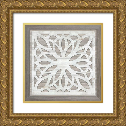 Geo Greige Deco 6 Gold Ornate Wood Framed Art Print with Double Matting by Jacobs, Cindy