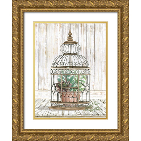 Caged Beauty I Gold Ornate Wood Framed Art Print with Double Matting by Jacobs, Cindy