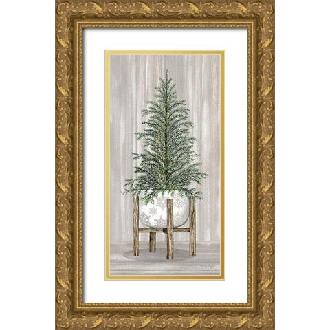 Potted Tree II Gold Ornate Wood Framed Art Print with Double Matting by Jacobs, Cindy