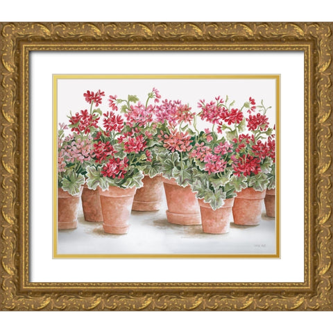Potted Geranium Mix I Gold Ornate Wood Framed Art Print with Double Matting by Jacobs, Cindy