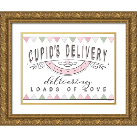 Cupids Delivery - Loads of Love Gold Ornate Wood Framed Art Print with Double Matting by Jacobs, Cindy