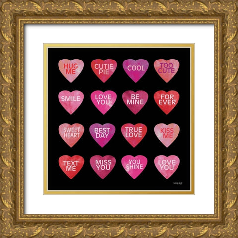 Be Mine Hearts II Gold Ornate Wood Framed Art Print with Double Matting by Jacobs, Cindy