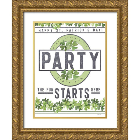 St. Patricks Day Party I Gold Ornate Wood Framed Art Print with Double Matting by Jacobs, Cindy