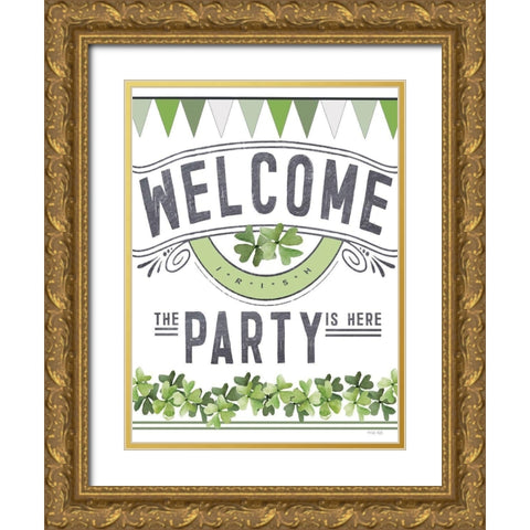 St. Patricks Day Party II Gold Ornate Wood Framed Art Print with Double Matting by Jacobs, Cindy