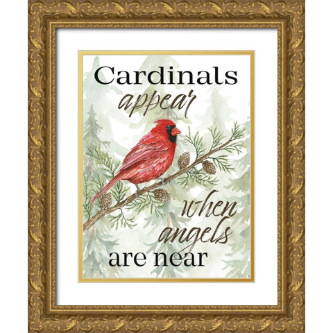Cardinals Appear Gold Ornate Wood Framed Art Print with Double Matting by Jacobs, Cindy