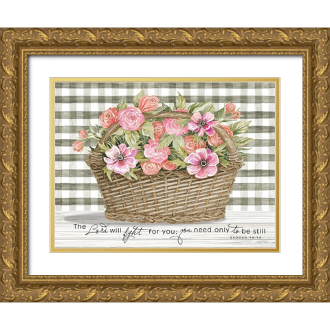 The Lord Will Fight For You Gold Ornate Wood Framed Art Print with Double Matting by Jacobs, Cindy