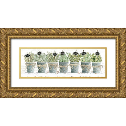Herbs in a Row Gold Ornate Wood Framed Art Print with Double Matting by Jacobs, Cindy