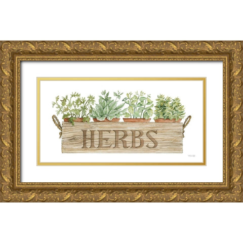Crate of Herbs Gold Ornate Wood Framed Art Print with Double Matting by Jacobs, Cindy