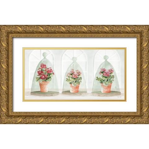 Garden Cloche Trio II Gold Ornate Wood Framed Art Print with Double Matting by Jacobs, Cindy