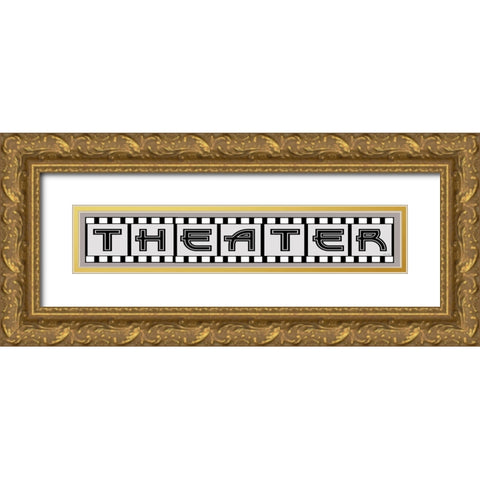 Theater Sign Gold Ornate Wood Framed Art Print with Double Matting by Jacobs, Cindy