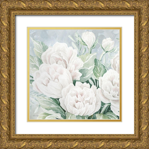 Peaceful Peonies Gold Ornate Wood Framed Art Print with Double Matting by Jacobs, Cindy