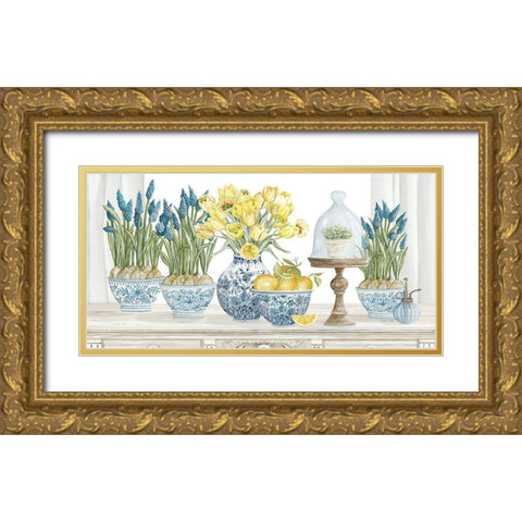 Spring Blooms Gold Ornate Wood Framed Art Print with Double Matting by Jacobs, Cindy