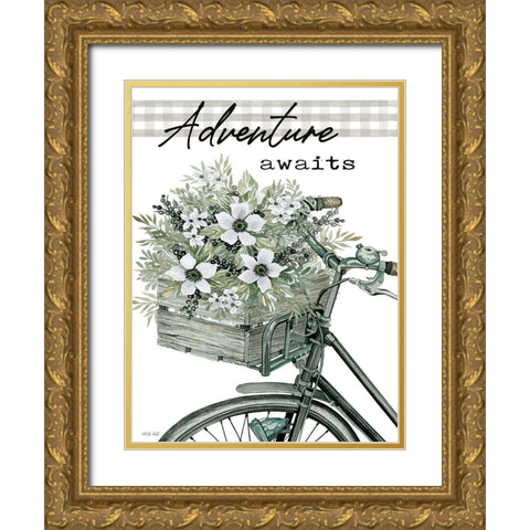Adventure Awaits Gold Ornate Wood Framed Art Print with Double Matting by Jacobs, Cindy