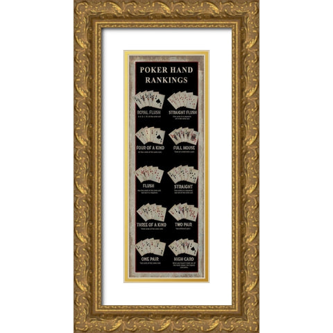Poker Hand Rankings Gold Ornate Wood Framed Art Print with Double Matting by Jacobs, Cindy