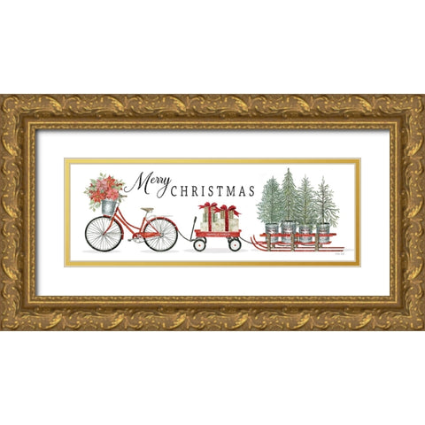 Christmas Delivery Trio Gold Ornate Wood Framed Art Print with Double Matting by Jacobs, Cindy