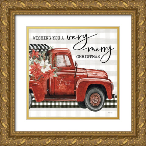 A Very Merry Christmas Gold Ornate Wood Framed Art Print with Double Matting by Jacobs, Cindy