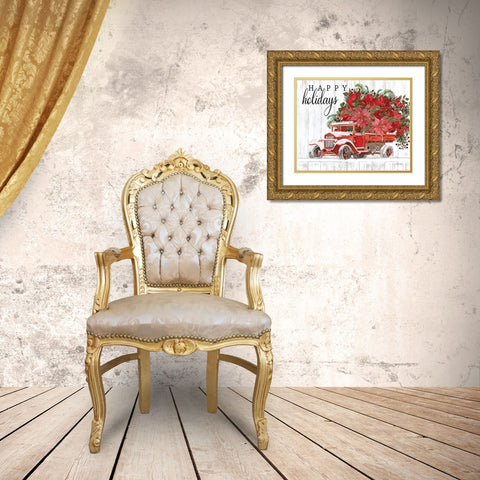 Happy Holidays Gold Ornate Wood Framed Art Print with Double Matting by Jacobs, Cindy