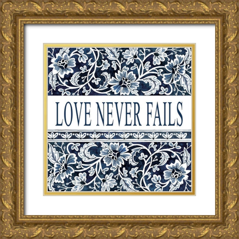Love Never Fails Gold Ornate Wood Framed Art Print with Double Matting by Jacobs, Cindy