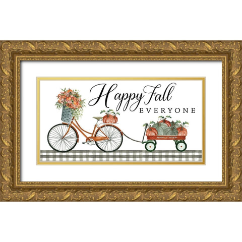 Happy Fall Everyone Gold Ornate Wood Framed Art Print with Double Matting by Jacobs, Cindy