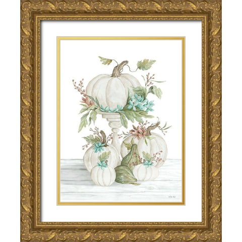 Pretty Pumpkins Gold Ornate Wood Framed Art Print with Double Matting by Jacobs, Cindy
