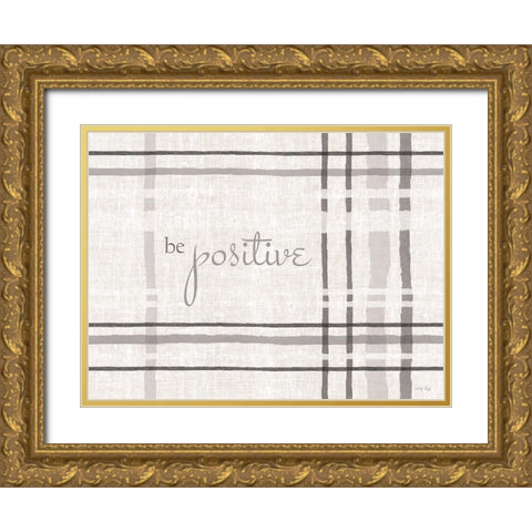 Be Positive Gold Ornate Wood Framed Art Print with Double Matting by Jacobs, Cindy