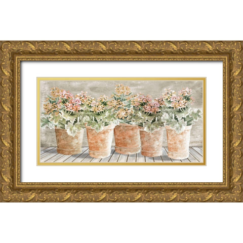 All in a Row I  Gold Ornate Wood Framed Art Print with Double Matting by Jacobs, Cindy