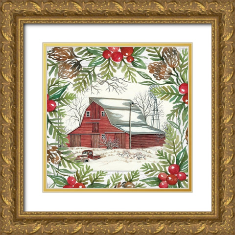 Winter Window I Gold Ornate Wood Framed Art Print with Double Matting by Jacobs, Cindy