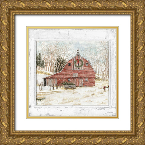 Winter Window II Gold Ornate Wood Framed Art Print with Double Matting by Jacobs, Cindy
