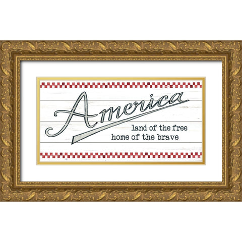 America - Land of the Free Gold Ornate Wood Framed Art Print with Double Matting by Jacobs, Cindy