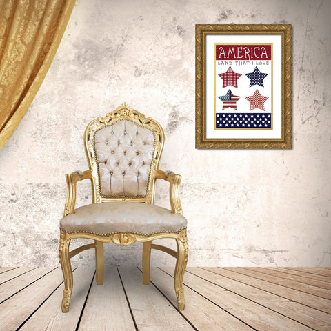 Stars of America Gold Ornate Wood Framed Art Print with Double Matting by Jacobs, Cindy