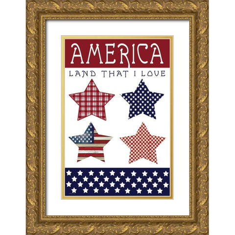 Stars of America Gold Ornate Wood Framed Art Print with Double Matting by Jacobs, Cindy