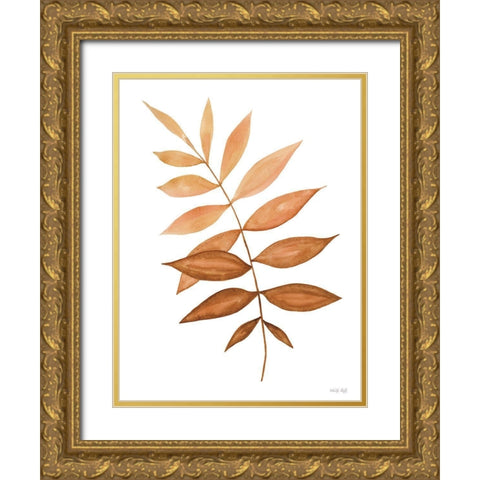 Fall Leaf Stem II Gold Ornate Wood Framed Art Print with Double Matting by Jacobs, Cindy