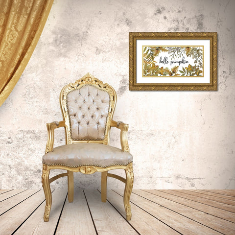 Hello Pumpkin Gold Ornate Wood Framed Art Print with Double Matting by Jacobs, Cindy