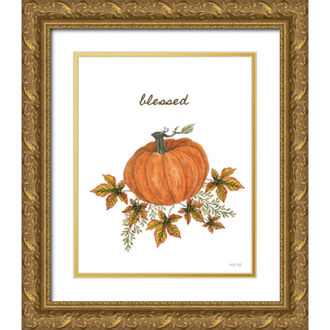Blessed Pumpkin Gold Ornate Wood Framed Art Print with Double Matting by Jacobs, Cindy