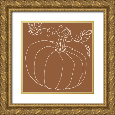 Simple Pumpkin II Gold Ornate Wood Framed Art Print with Double Matting by Jacobs, Cindy