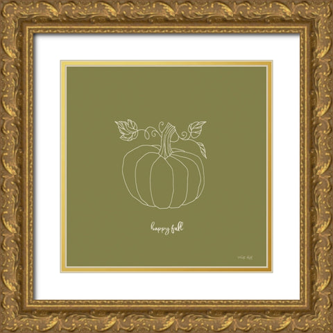 Happy Fall Gold Ornate Wood Framed Art Print with Double Matting by Jacobs, Cindy