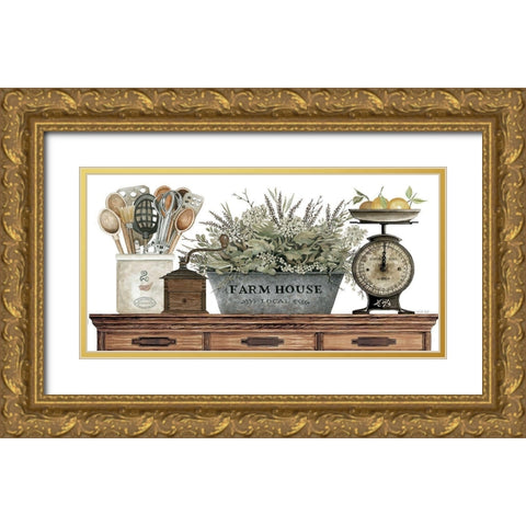 Farm House Kitchen Gold Ornate Wood Framed Art Print with Double Matting by Jacobs, Cindy