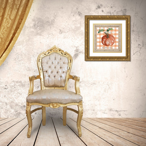 Happy Fall Gold Ornate Wood Framed Art Print with Double Matting by Jacobs, Cindy