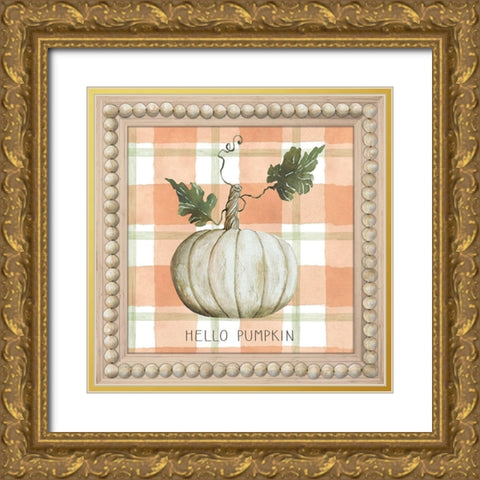 Hello Pumpkin Gold Ornate Wood Framed Art Print with Double Matting by Jacobs, Cindy