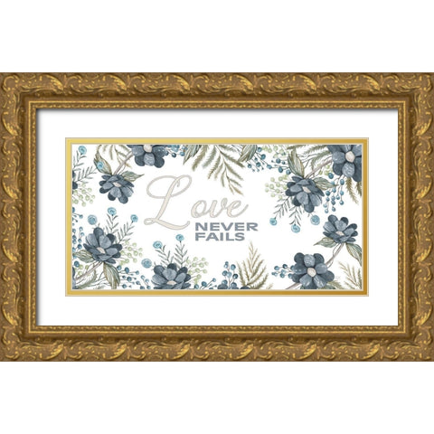 Love Never Fails Gold Ornate Wood Framed Art Print with Double Matting by Jacobs, Cindy