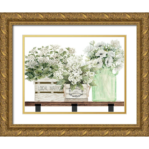 Almond Milk Flowers Gold Ornate Wood Framed Art Print with Double Matting by Jacobs, Cindy
