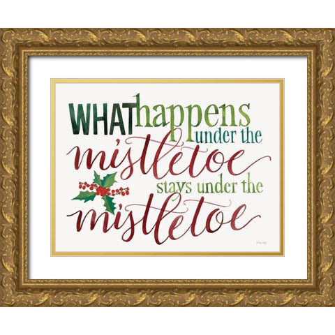 Under the Mistletoe  Gold Ornate Wood Framed Art Print with Double Matting by Jacobs, Cindy