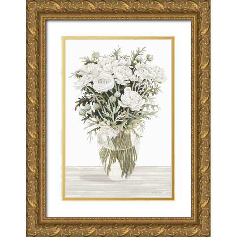 Floral Beauty II Gold Ornate Wood Framed Art Print with Double Matting by Jacobs, Cindy