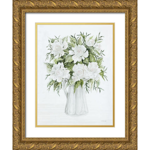 Pitcher of Peonies Gold Ornate Wood Framed Art Print with Double Matting by Jacobs, Cindy