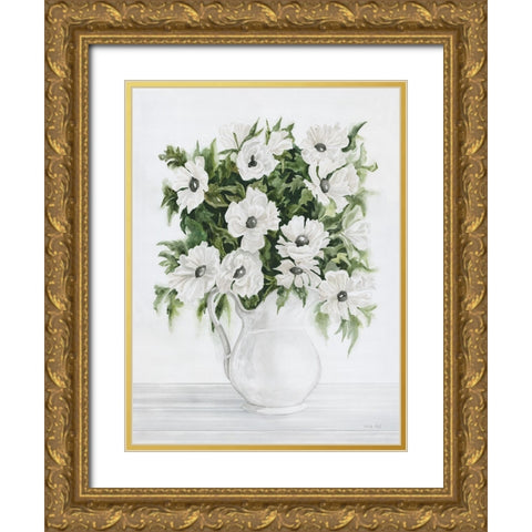 Pitcher of Poppies Gold Ornate Wood Framed Art Print with Double Matting by Jacobs, Cindy