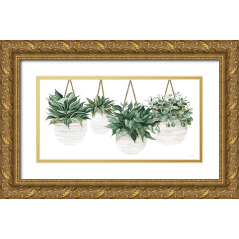 Hanging Plants Gold Ornate Wood Framed Art Print with Double Matting by Jacobs, Cindy
