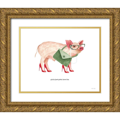 Girls Just Gotta Have Fun Gold Ornate Wood Framed Art Print with Double Matting by Jacobs, Cindy